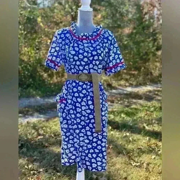 Vintage Floral Blue Dress - Picture 2 of 8